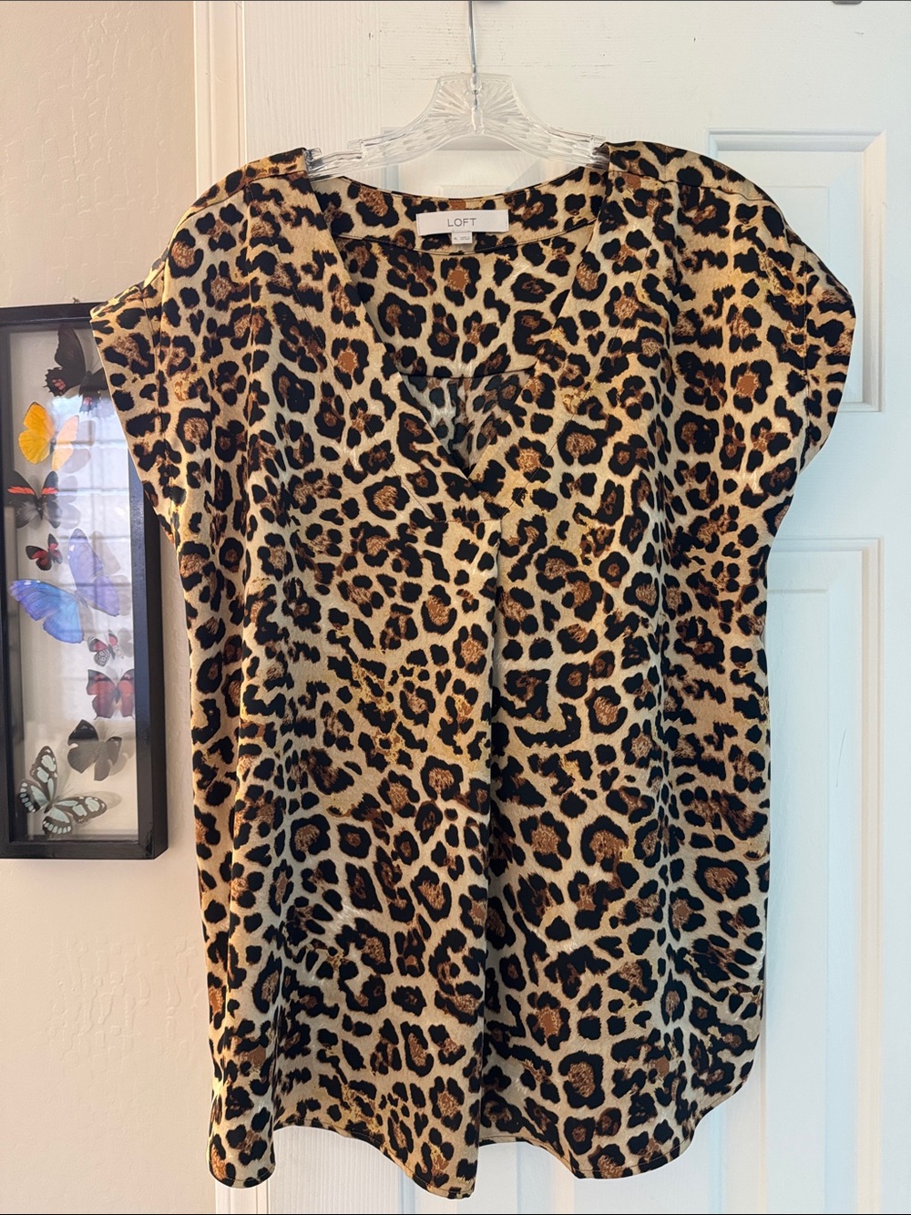 NEW! LOFT Elegant Leopard-Print Cap Sleeve Top